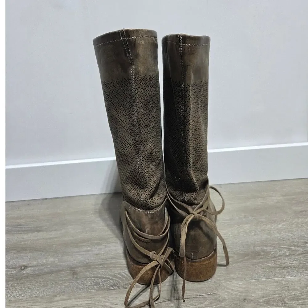 Danielle Brown Vero Cuoio Leather Boots Size 40 US 9.5 - Picture 4 of 7